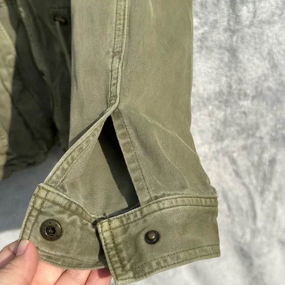 Lucky Brand Green Utility Military Jacket Large Cotton Jacket Cargo Pockets - Picture 4 of 11